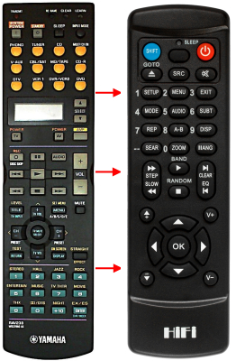 Replacement remote control for Yamaha DSP-AX1400