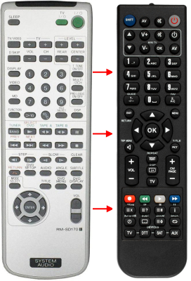 Replacement remote control for Sony RM-SD170