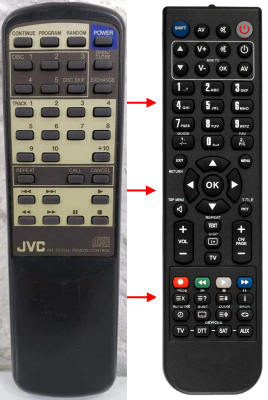 Controlo remoto de substituição para JVC XL-FZ158BK XL-F154BK