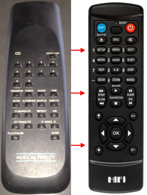 Replacement remote control for Musical Fidelity NU-VISTA3D
