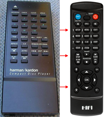 Replacement remote control for Harman Kardon HD7500