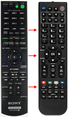 Replacement remote control for Sony RM-AAU202