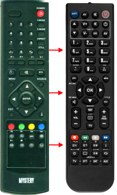 Replacement remote control for Mystery MTV-1613LW