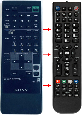 Replacement remote control for Sony RM-S309