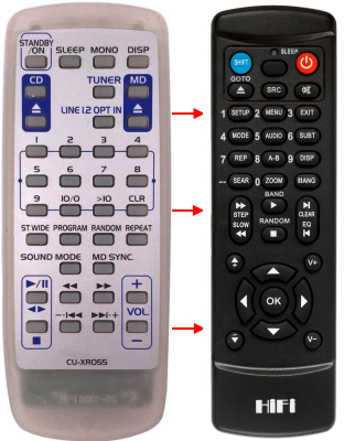 Replacement remote control for Pioneer CU-XR055