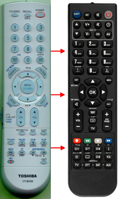 Replacement remote control for Toshiba CT-90159