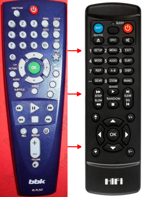 Replacement remote control for Bbk RC-PL747