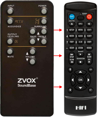 Replacement remote control for Zvox SOUNDBASE670