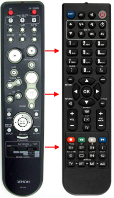 Replacement remote for Denon DHT588BA, AVR1508, AVR1708 MAIN, AVR688