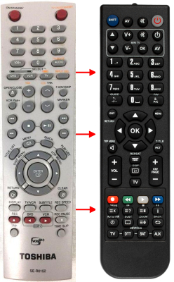 Replacement remote control for Toshiba SE-R0152