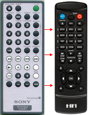 Replacement remote control for Sony RM-SCEX100