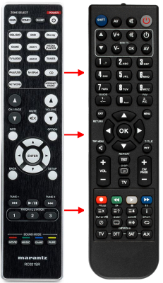 Replacement remote control for Marantz NR1604
