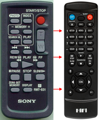 Ersättande fjärrkontroll till Sony RMT-831