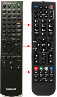 Replacement remote control for Sony RM-AAU021