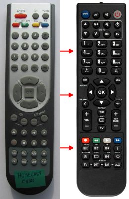Replacement remote control for Homecast C8100