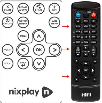 Erstatnings-fjernbetjening til  Nixplay W18A