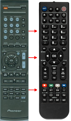 Replacement remote for Pioneer RC-929R, HTP-074, VSX-532, 8300929000010S