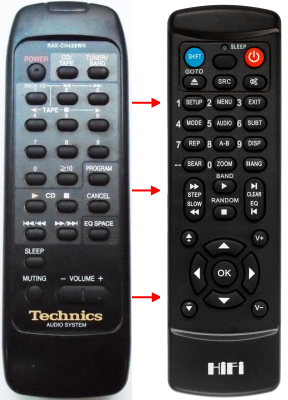 Replacement remote control for Technics SA-EH500