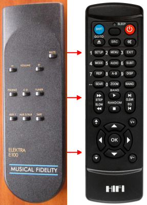 Replacement remote control for Musical Fidelity ELEKTRA E100