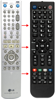 Replacement remote control for LG XV-4454
