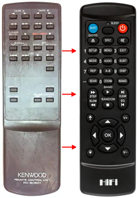 Replacement remote control for Kenwood KR-594