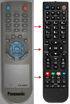 Replacement remote control for Panasonic YH-8891