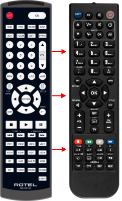 Replacement remote control for Rotel RR-CX100