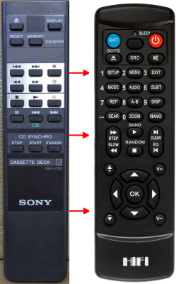 Replacement remote control for Sony RM-J702