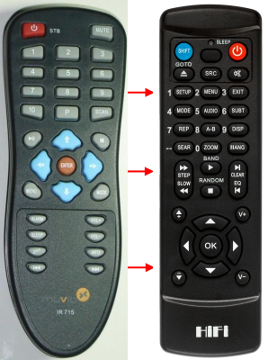 Replacement remote control for Muvid IR715-2