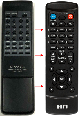Replacement remote control for Kenwood DP-J1070