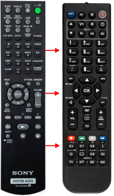 Replacement remote control for Sony RM-AMU096