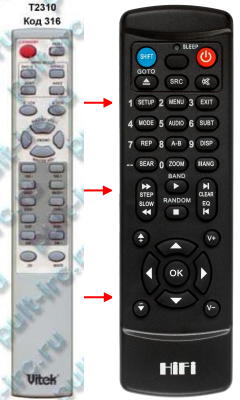 Replacement remote control for Vitek T2310
