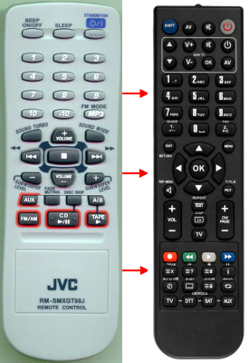 Vervangende afstandsbediening voor JVC AH5901163B, CAMXGT88, RMSMXGT88J, MXGA77