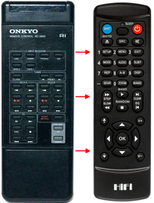Erstatnings-fjernbetjening til  Onkyo A-8051