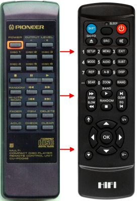 Replacement remote control for Pioneer CU-PD048