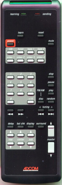 Replacement remote control for Adcom RTRC65A