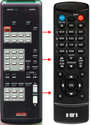 Télécommande de remplacement pour Adcom GTP-600