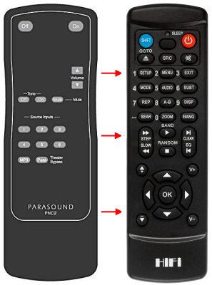 Télécommande de remplacement pour Parasound 2100