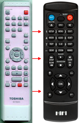 Erstatnings-fjernbetjening til  Toshiba SE-R0225