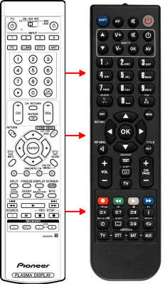 Replacement remote for Pioneer PDP-5041HD PDP-504PU PDP-RO4U PV-5501 PRO-R05U