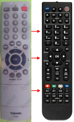 Replacement remote control for Toshiba CT-8007