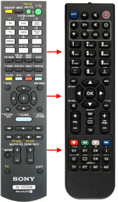 Replacement remote control for Sony RM-AAU071
