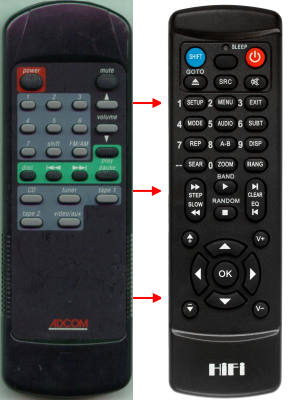 Replacement remote control for Adcom GTA-450