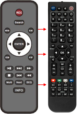 Replacement remote control for Tvt TYPE2(SMALL)