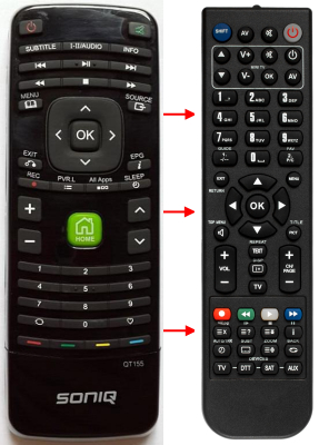 Télécommande de remplacement pour Soniq QT155