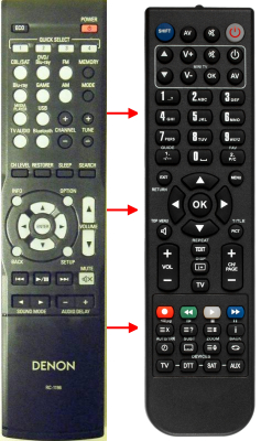 Replacement remote control for Denon AVR-X520BT