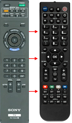 Replacement remote control for Sony RM-YD034