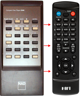 Replacement remote control for Nad 5340