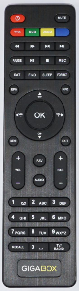 Replacement remote control for Gigabox S1000