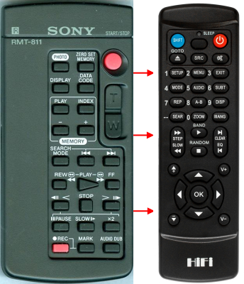 Erstatnings-fjernbetjening til  Sony RMT-811